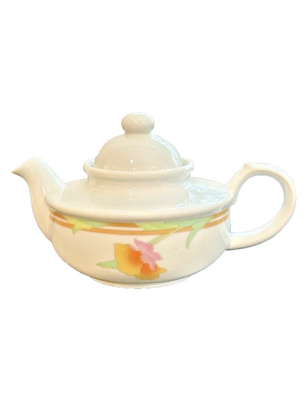 Vintage The Toscany Collection Porcelain Teapot-Made In Japan Orange Pink Green